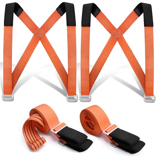 Anti-Slip Moving Straps, 2-Person Shoulder Lifting and Moving System Lifting Straps for Moving Furniture, Appliances, Mattresses, Heavy Objects up to 800lbs - style: Orange