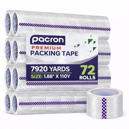 Clear Packing Tape 2 MIL Thick - 72 Heavy-Duty Wrapping Tape - 110-Yard Length, 7920 Total Yards 1.88-Inch Wide Strong Adhesive Rolls for Moving, Office Packaging, Storage Organization & Warehouse - size: 72 Rolls, style: Heavy Duty (1.88 x 110)