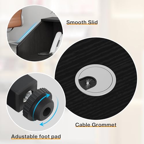 Tribesigns Reception Desk with Counter, Modern Front Desk Reception Room Table with Cable Grommet, 47 inch Retail Counter for Checkout, Lobby, Beauty Salon, Home Office Desk, Black - color: Black