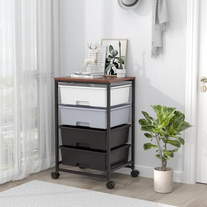 SYKIARIOL Rolling Cart with Drawers, 4-Drawer Utility Cart, Light Grey - color: Light Grey