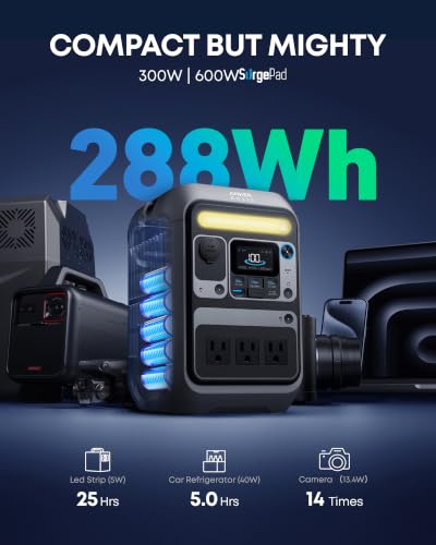 Anker SOLIX C300 Portable Power Station, 288Wh Solar Generator for Camping - style: Anker SOLIX C300