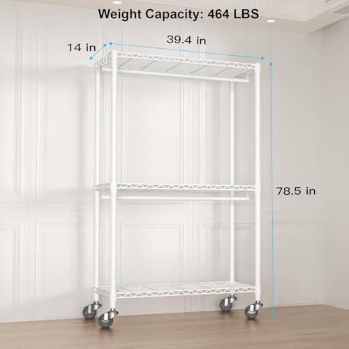 FUTASSI P3 Rolling Clothes Rack, Clothing Racks for Hanging Clothes, White - color: White, size: P3