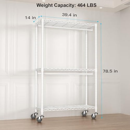 FUTASSI P3 Rolling Clothes Rack, Clothing Racks for Hanging Clothes, White - color: White, size: P3