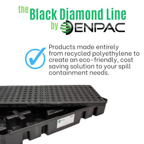 ENPAC 2 Drum Spill Containment Pallet, U-Connect Linking Modular Workstation, 72"x49"x6.5", 3000 lbs. Load Capacity, 76.5-Gallon Spill Capacity, EPA/OSHA Compliant, Made in USA - color: Black Recycled, size: 2 Drum