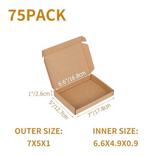 PHAREGE 75 Pack 7x5x1 inch Small Shipping Boxes, Brown Mailing Boxes - color: Brown, size: 7x5x1 inch 75 Pack