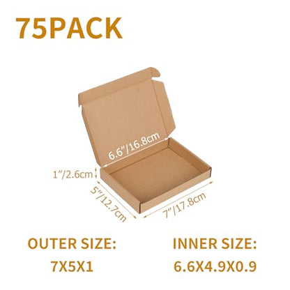 PHAREGE 75 Pack 7x5x1 inch Small Shipping Boxes, Brown Mailing Boxes - color: Brown, size: 7x5x1 inch 75 Pack