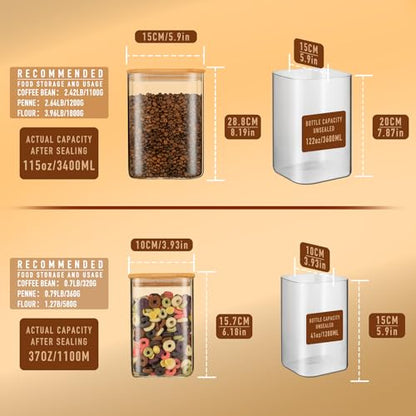 D2scrma 37oz/115oz Square Glass Storage Containers with Lids 2-Pack - size: 115oz*1/37oz*1