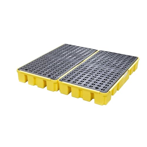 ENPAC 4 Drum Spill Containment Pallet, U-Connect Linking Modular Workstation, 72"x49"x6.5", 8000 lbs. Distributed Load Capacity, 76.5-Gallon Spill Capacity, EPA/OSHA Compliant, Made in USA - color: Yellow, size: 4 Drum