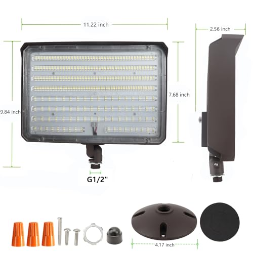 180W Outdoor LED Flood Light Dusk to Dawn with Knuckle, 25200LM 1500W Equivalent, 100-277V 5000K Daylight, ETL Commercial LED Flood Light Fixture, Outdoor Security Lighting for Landscape/Parking Lot - size: 180W
