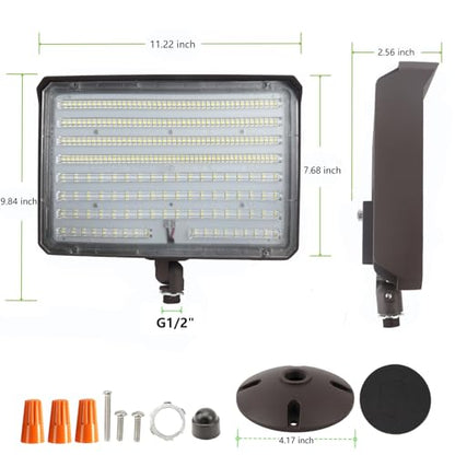 180W Outdoor LED Flood Light Dusk to Dawn with Knuckle, 25200LM 1500W Equivalent, 100-277V 5000K Daylight, ETL Commercial LED Flood Light Fixture, Outdoor Security Lighting for Landscape/Parking Lot - size: 180W