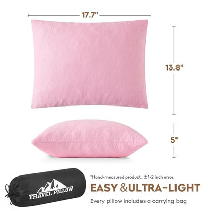 Small Shredded Memory Foam Pillow, Camping Pillow Travel Pillow - Compressible Medium Firm, Breathable Cover, Ideal Backpacking Hiking, Airplane and Car (Apricot Pink, M) - color: Apricot Pink, size: M-17.7 X 13.8 Inch