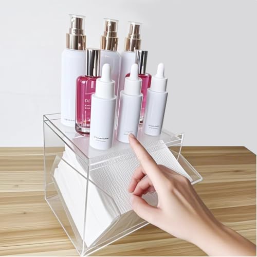 Disposable Facial Towel Storage Box - Acrylic Container Compatible with Clean Skin Club Clean Towel XL - Wall-Mounted Makeup Organizer with Drawer (Excluding Facial Towels) (Clear) - color: Clear