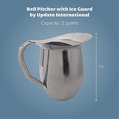 Update International BP-2G 2 Qt. Stainless Steel Bell Pitcher w/Ice Guard, Silver - size: 64 Ounces, style: Pitcher w/Ice Guard