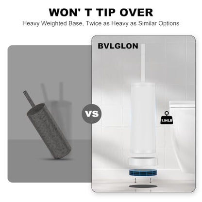 Metal Vertical Grain Toilet Bowl Brush and Holder Set Scrubber White - color: White