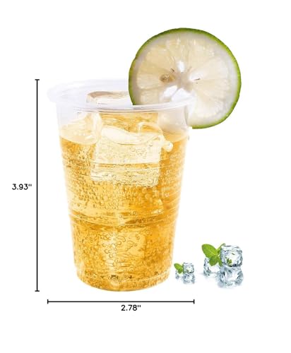 Turbo Bee 300 Pack 9oz Clear Plastic Cups，Disposable Mouthwash Cups, Ideal for Whiskey, Drinking Tasting, Food Samples - size: 9oz