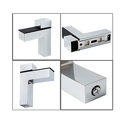 AWEN 12pcs Solid Metal Adjustable Wood/Glass Shelf Bracket Wall Mount, Shelf Holders，3-28mm Thick Adjustable Shelf Bracket, 25lbs Load，Polished Chrome - size: Polished Chrome-12PCS