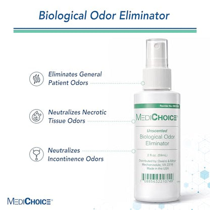 MediChoice Biological Odor Eliminator, Unscented, Pump Spray, 2 Ounce, 1314OE2241 (Each of 1)