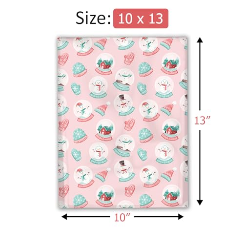 10x13 (100) Winter Snowglobes and Snowmen Christmas Designer Poly Mailers Self Sealing Shipping Envelopes Holiday Premium Printed Bags For Small Businesses - color: Snowglobes, size: 10x13