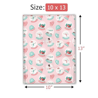 10x13 (100) Winter Snowglobes and Snowmen Christmas Designer Poly Mailers Self Sealing Shipping Envelopes Holiday Premium Printed Bags For Small Businesses - color: Snowglobes, size: 10x13