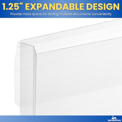 1InTheOffice Poly Envelopes Button & String Closure, Expanding Wallet, Letter Size, Clear, 10/Pack - size: One Size
