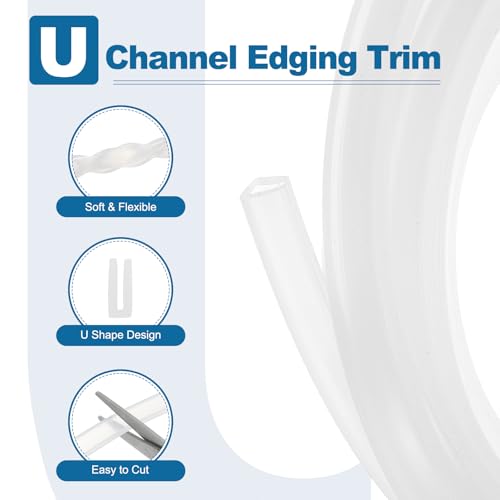 PATIKIL 13Ft U Channel Edging Trim 1/8" Slot Fits 3/32"-1/8" Edge - size: 13Ft Long,1/8" Slot,15/32"Wx5/64"Tx9/32"H