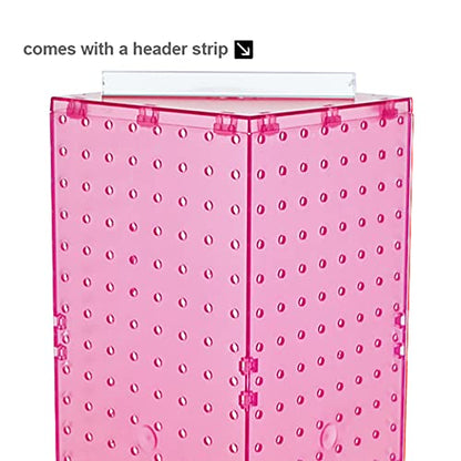 Azar Displays 703385-PNK Four-Sided Revolving 8”W X 20”H Pegboard Counter Display, Pink - color: Pink, style: Pegboard Only