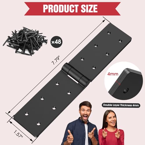 Heavy Duty Gate Hinges – 270° Fold-Flat, Rust-Proof Black Iron (6PC)