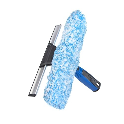Unger Professional Connect and Clean 2-in-1 Squeegee and Scrubber, 10” Window Cleaning Tool, Commercial and Residential Use, Washer Cleaner Supplies to Remove Excess Water and Dry - size: 10 inch, style: 10" 2-in-1 Window Cleaner II