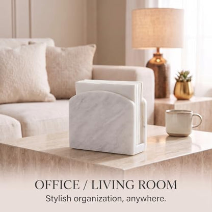 Radicaln Marble Napkin Holder for Table 6.5" Paper Napkin Dispenser Stand - color: White
