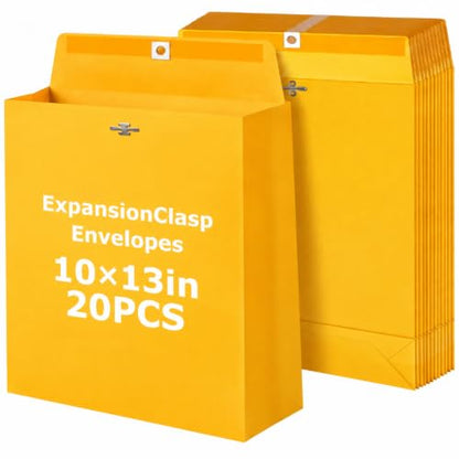 Motipuns 20 Pack 10×13 Inches Expandable up to 2 In Large Manila Envelopes - size: 10×13 Inches