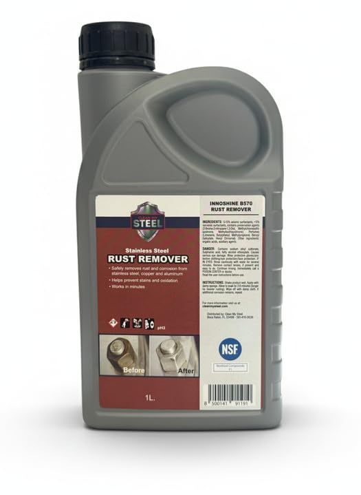 CLEAN MY STEEL Stainless Steel Rust Remover – Food Area Safe Cleaner, (1 Liter) - size: 33.8 Fl Oz (Pack of 1)