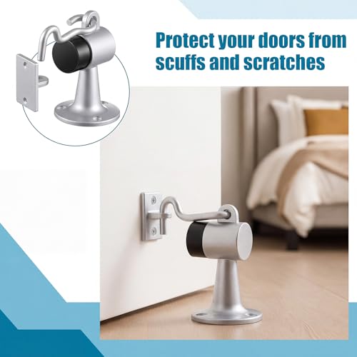 Yaocom 2 Pack Floor Mounted Door Stops, 3.5 Inch, Silver - color: Silver