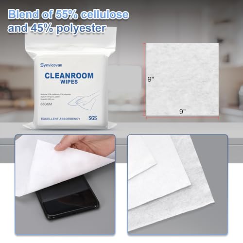 Cleanroom Wipes 9"x9" (300 Pcs,Grade A, 68GSM) - size: 9" x 9" (300 Pcs)