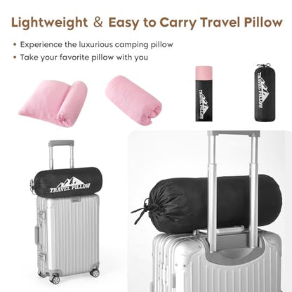 Small Shredded Memory Foam Pillow, Camping Pillow Travel Pillow - Compressible Medium Firm, Breathable Cover, Ideal Backpacking Hiking, Airplane and Car (Apricot Pink, S) - color: Apricot Pink, size: S-16 X 12 Inch