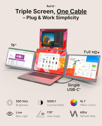 Triple Go 16" Plus | Portable Monitor Extender - size: 3x 16" Full HD+