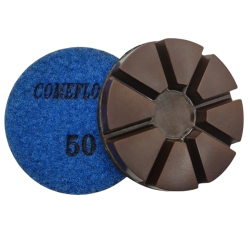 Hybrid Transitional Diamond Polishing Pucks for Concrete Terrazzo Floor, Aggressive Hook and Loop Grinding Pads, 3 Inch Sharp Copper Bond Disc, 50#, 3PCS - style: 50#