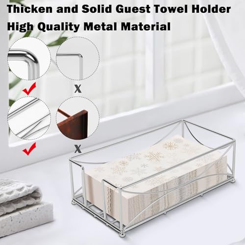 Livabber Guest Napkin Holder, Metal Bathroom Paper Hand Towel Storage Modern Napkin Tray Caddy for Countertop, Table Kitchen, Dinning Room (Chrome, Metal Base) - color: Chrome