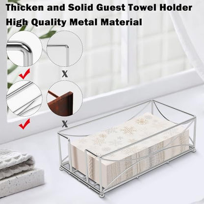 Livabber Guest Napkin Holder, Metal Bathroom Paper Hand Towel Storage Modern Napkin Tray Caddy for Countertop, Table Kitchen, Dinning Room (Chrome, Metal Base) - color: Chrome