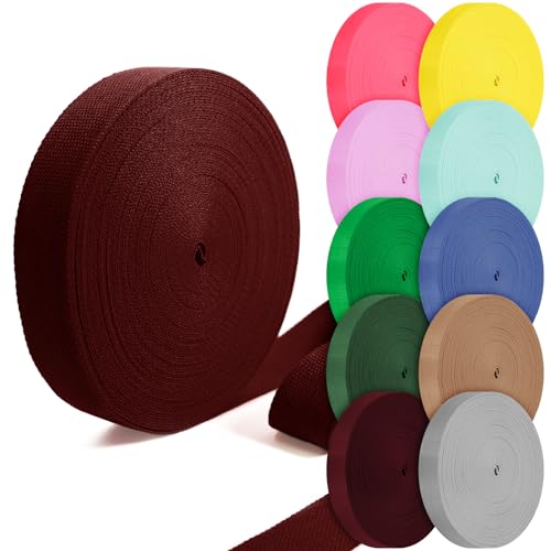 Cotton Webbing 1 inch 1.5 inch 2 inch Webbing Tote Strap Canvas Straps for Bags, 10 25 50 3.3 Yards Cotton Polyester Webbing - color: Burgundy, size: 1.5 Inches x 10 Yards