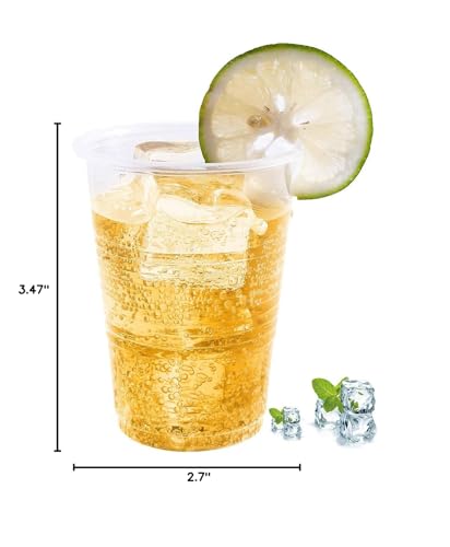 Turbo Bee 7oz Plastic Cups 300 Pack， Disposable Clear Party Cups for Home, School, Office & Events | Small Transparent Tumblers for Drinks, Samples & Commercial Use - size: 7oz