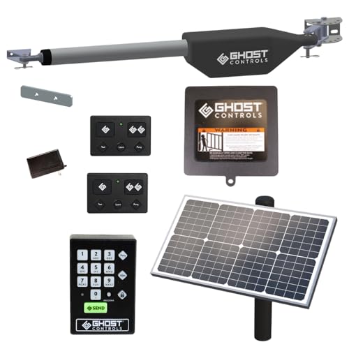 Ghost Controls Pro 30W Single Solar Automatic Gate Opener Bundle with Wireless Keypad and Additional Premium Remote Bundle