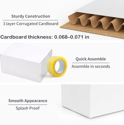 Shipping Boxes 10X6X4 Set of 25, White Corrugated Cardboard Box for Mailing Business Packaging - size: 10X6X4 Inches