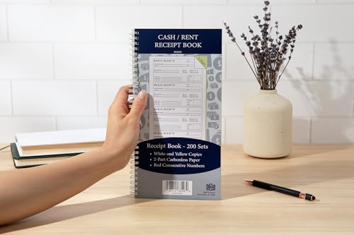 Cash and Rent Receipt Book - 200 Sets of Receipts - 2 Part Carbonless Paper - Ideal for Small Businesses and Landlords