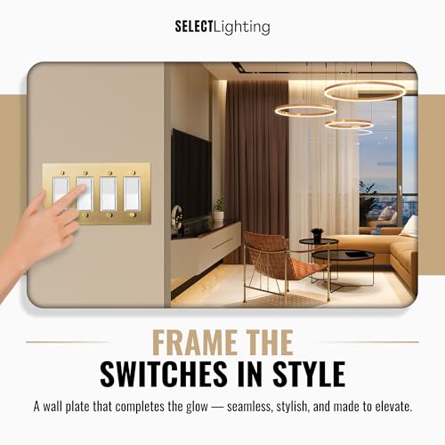SELECT 4-Gang Solid Brass Wall Plate Cover, Satin Brass Finish - color: Satin Brass, size: 4 Gang, style: Wall Plate