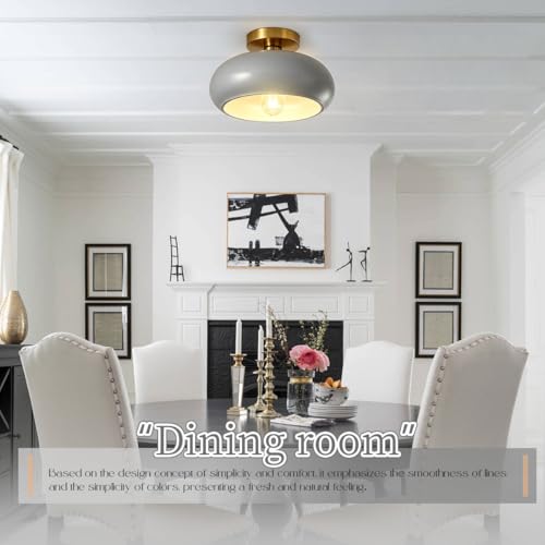 Glass Gray Ceiling Lights Mid Century Flush Mount Light Fixtures - color: Gray-2