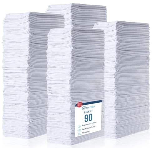 SIMPLI-MAGIC Cotton Shop Towels 14"x12" – Reusable Cleaning Shop Rags for Automobiles, Industries, Garage and Homes (White) (Pack of 540) - color: White, size: 540 Pack