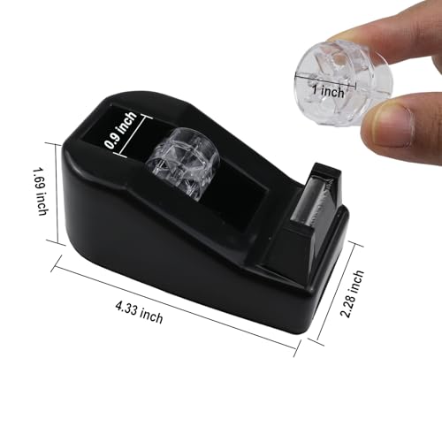 Desktop Tape Dispenser,1 Pack Black Tape Dispensers with 12Rolls Transparent Tape, for Packaging in Office,Restaurant, Flower Shop,Cake Shop (Black) - color: Black
