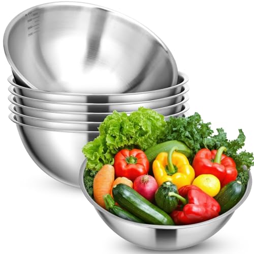 Honeydak 6 Pcs 304 Stainless Steel Mixing Bowls with Graduations, 54 oz - size: 54 oz