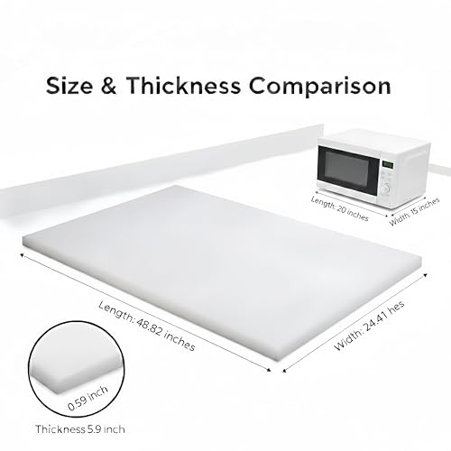 Commercial Cutting Board, Plastic Poly Kitchen Board Dishwasher Safe, Heavy Duty Food Prep Surface for Restaurant Use (48.82 x 24.41 x 0.57 inch) - color: White, size: 48.8"L x 24.4"W