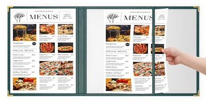 10 Pcs Green Menu Cover 8.5x14 & 4.25x14, Asymmetric Trifold, Crystal-Clear - color: green, size: Trifold/2.5 Pages - 8.5" x 14"